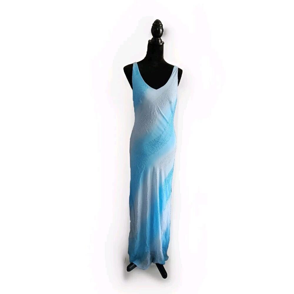 Vtg Top Season Usa Women'sY2k blue ombre Formal gown dress sz L